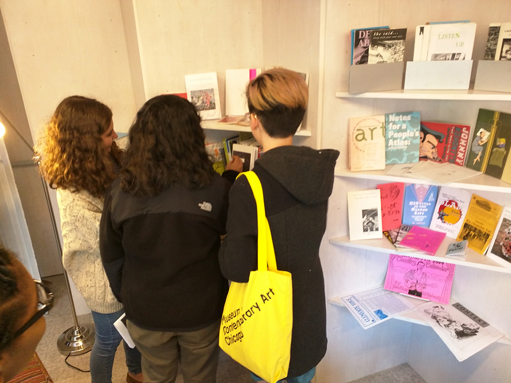 826CHI Students Add their Zines to the Shelves at Rewritable Wicker Park Pop Up Library at Boombox, 2015